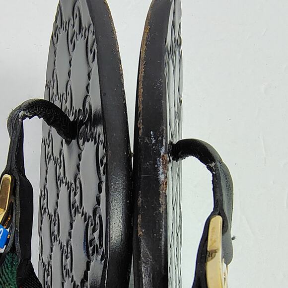 Gucci Interlocking GG Thong Sandal EU 38 Black Leather Flat Flip Flop Slide - Picture 13 of 15